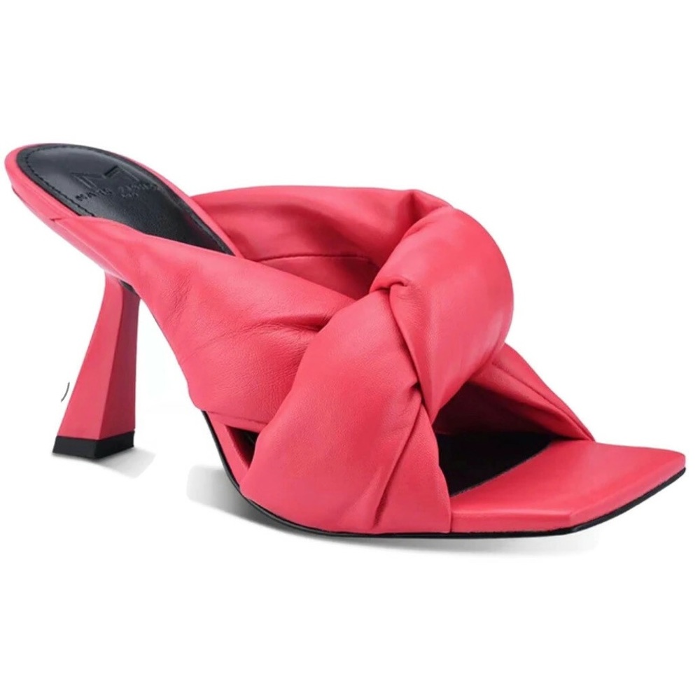 Marc Fisher Delian Leather Slip on Sandal Knotted Strap Medium Pink New 9.5